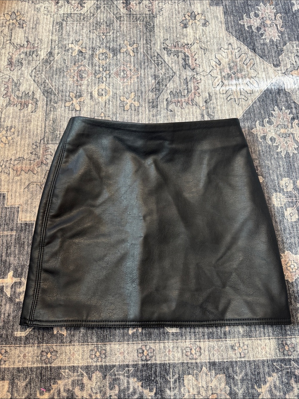 H&M Black Faux Leather Mini Skirt - Classic A-Line